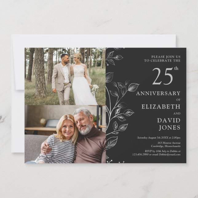 Invitación de 2 fotos para aniversario de bodas de (Anverso)