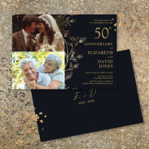 Invitación de 2 fotos para Bodas de Oro 50 Anivers