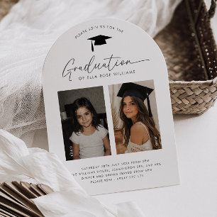 Invitación de 2 fotos para fiesta de graduación en