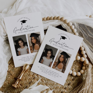 Invitación de 2 fotos para fiesta de graduación en