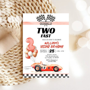 Invitación de 2do cumpleaños de Two Fast Racing Ca