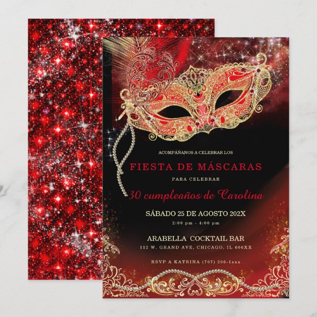 Invitación de 30 años mujer (Anverso / Reverso)