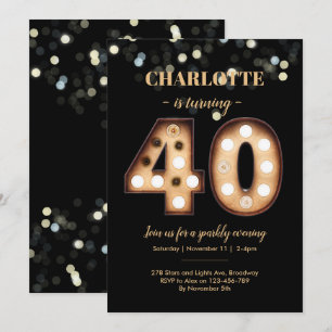 Invitación de 40 años Luces Brillantes
