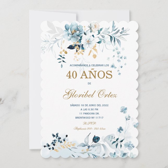 Invitación de 40 Años Mujer Invitación (Anverso)