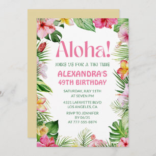Invitación de 49 años de hawaiano Tropical Floral