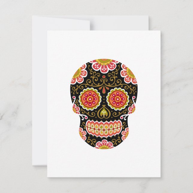Invitación de 4,25" x 5,5" del cráneo de azúcar ne (Anverso)