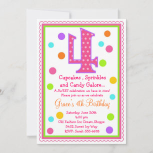 Invitación de 4to cumpleaños a Sweet Surprise