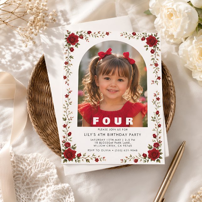 Invitación de 4to cumpleaños niña con foto (Subido por el creador)