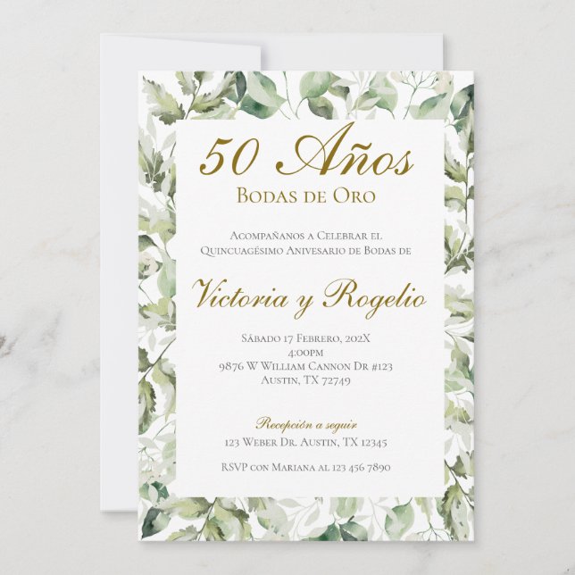 Invitación de 50º Aniversario de Boda (Anverso)