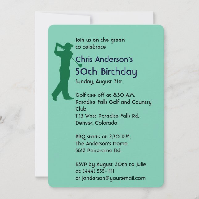 Invitación de 50 años de golf (Anverso)