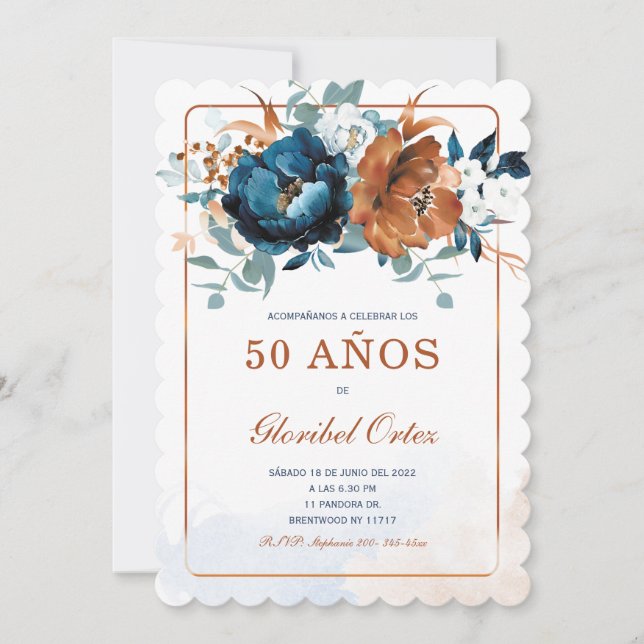 Invitación de 50 años mujer (Anverso)