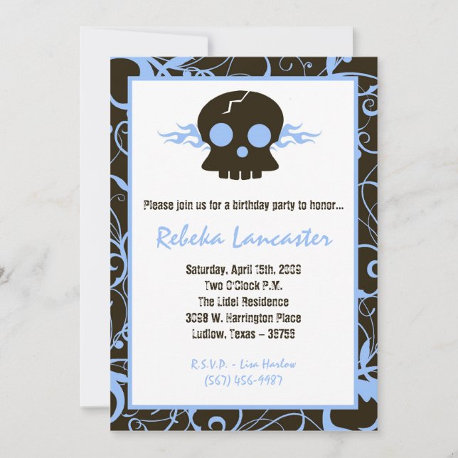 Invitación de 5x7 - Invitación de cumpleaños a Pun (Anverso)