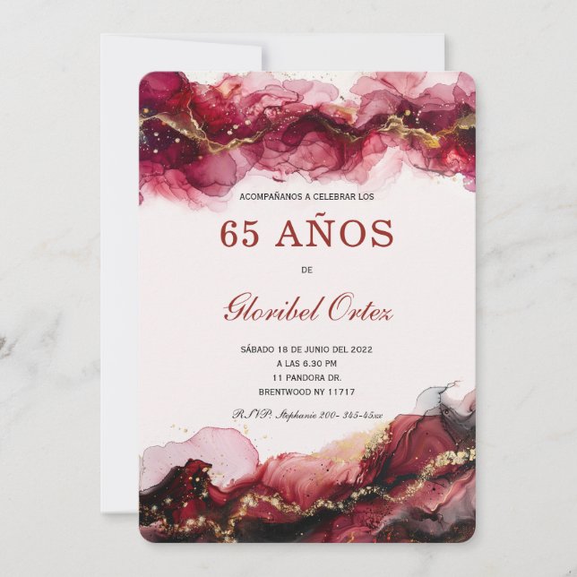 Invitación de 65 años mujer (Anverso)