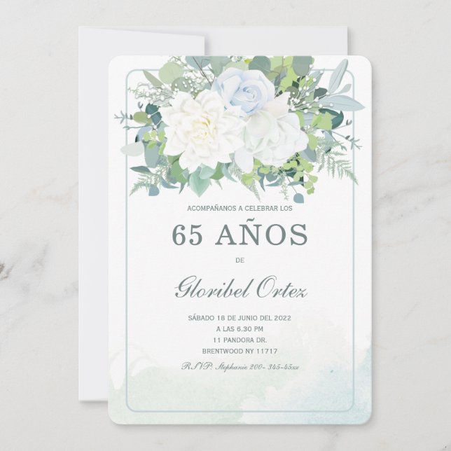 Invitación de 65 años mujer (Anverso)