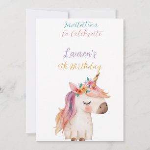 Invitación de 6 años de Unicornio