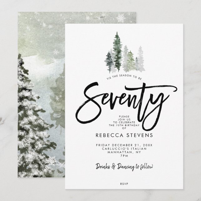 invitación de 70 años a los árboles de invierno (Anverso / Reverso)