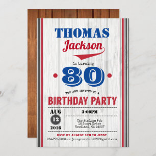 Invitación de 90 años de béisbol. Madera rústica