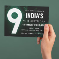 Invitación de 9 años de Neón Verde