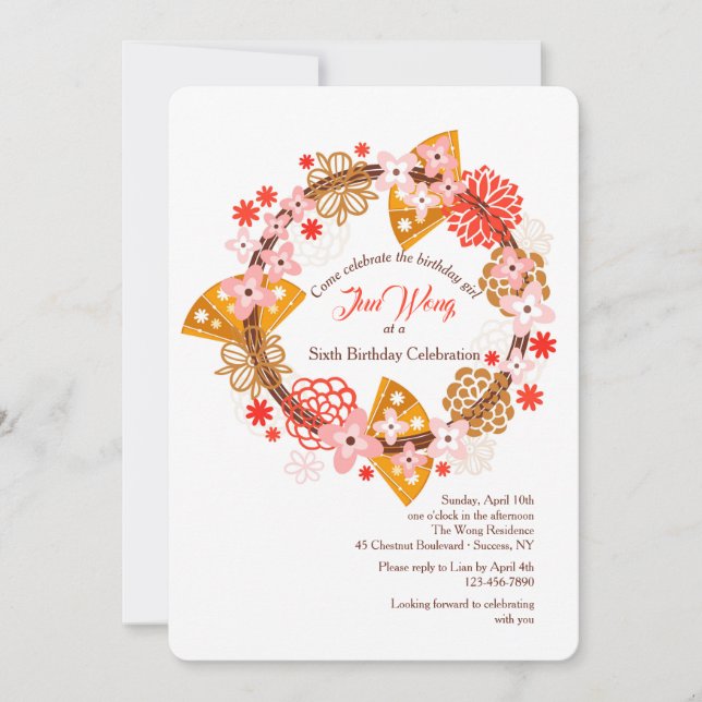 Invitación de Abanicos y Flores (Anverso)