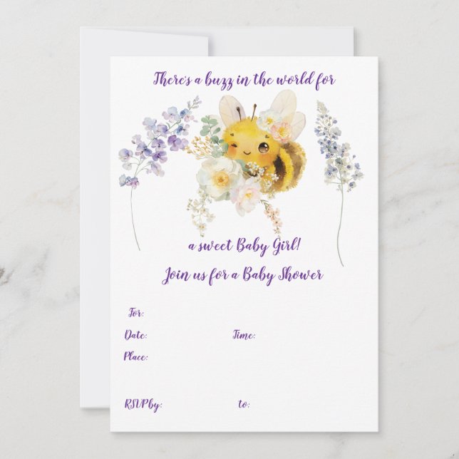 Invitación de abeja de flores (Anverso)