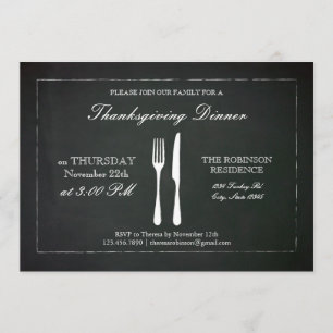 Invitación de Acción de Gracias a Chalkboard Vinta