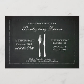 Invitación de Acción de Gracias a Chalkboard Vinta