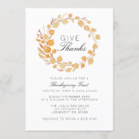 Invitación de Acción de Gracias a Wreath Wreath Wa