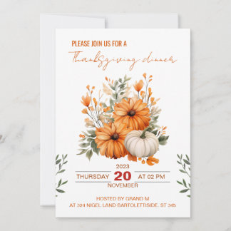 Invitación de Acción de Gracias, Cena de Acción de