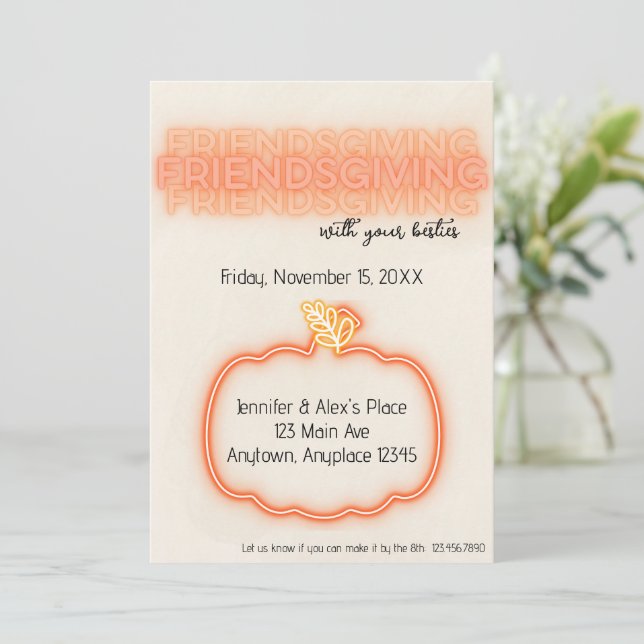 Invitación de Acción de Gracias con Amigos (Anverso de pie)