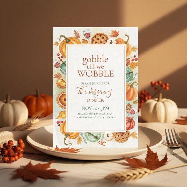 Invitación de Acción de Gracias con marco de fiest (Framed Thanksgiving Invite)