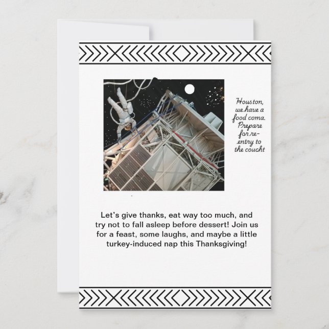 Invitación de acción de gracias con tema espacial (Anverso)