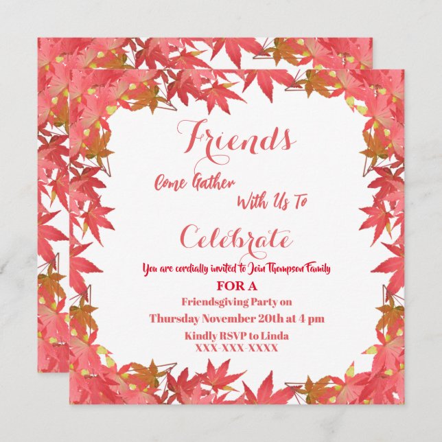 Invitación de Acción de Gracias de Otoño de Friend (Anverso / Reverso)