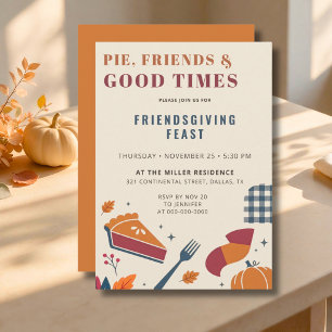 Invitación de Acción de Gracias de Pumpkin Pie par