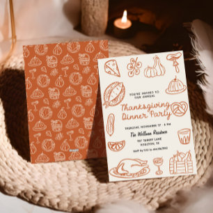 Invitación de acción de gracias de Whimsy Doodle d