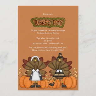Invitación de Acción de Gracias del Día del Pavo