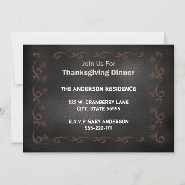 Invitación de Acción de Gracias en Pizarra (Anverso)