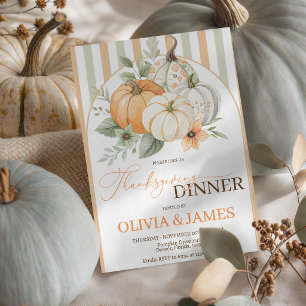 Invitación de Acción de Gracias floral de calabaza