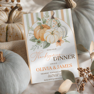 Invitación de Acción de Gracias floral de calabaza