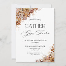 Invitación de Acción de Gracias Floral de Otoño Rú