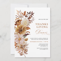Invitación de Acción de Gracias Floral de Otoño Rú