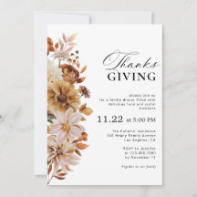 Invitación de Acción de Gracias Floral de Otoño Rú