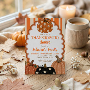 Invitación de Acción de Gracias para calabaza flor
