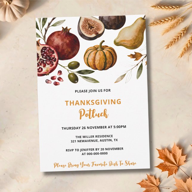 Invitación de Acción de Gracias para Potluck de Fr (Subido por el creador)