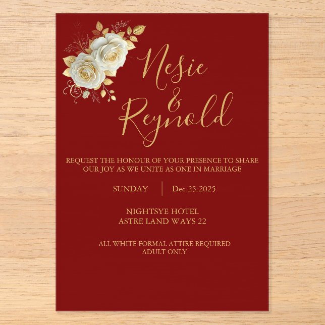 Invitación de acrílico (Anverso)