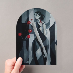 Invitación de acrílico Art Deco Mujer Pulso Silenc