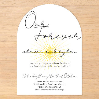 Invitación de acrílico blanco - Diseño de sol mini