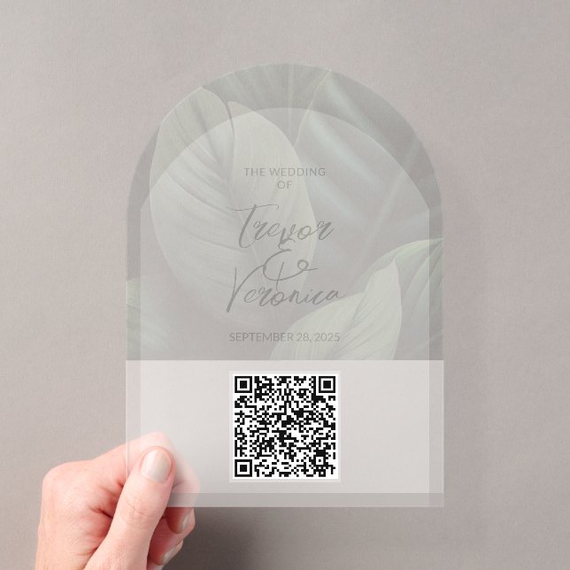 Invitación de acrílico con código QR para boda (Insitu (portátil))