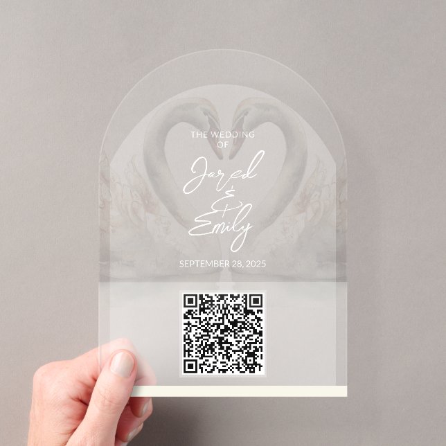 Invitación de acrílico con código QR para boda (Insitu (portátil))