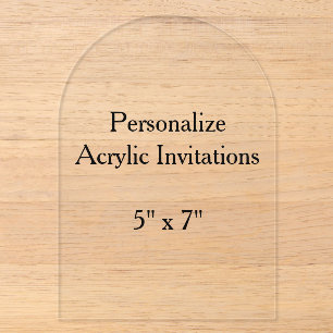 Invitación de acrílico de 5" x 7" en forma de arco