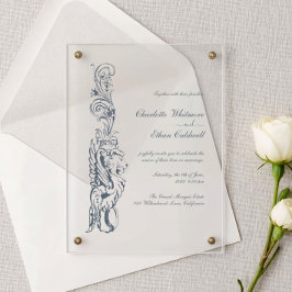 Invitación de Acrílico de Boda con Borde Elegante 